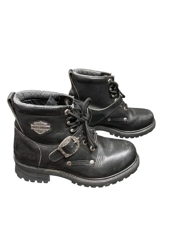 Harley Davidson 81024 wms black leather ankle moto riding boots sz 8 SKU 10-381 - Image 3