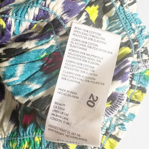 Anthropologie Womens Ikat Smocked Boho Resortwear‎ Festival Tube Top Size M - Image 4