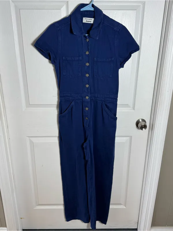 Reformation Izzy Boiler Jumpsuit Size 4 Blue‎ Denim Utility Relaxed Straight Leg - Image 8