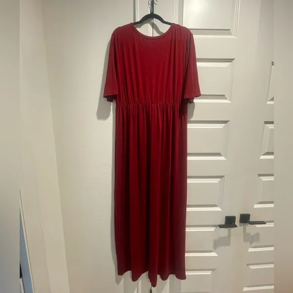 Allegrace 2XL Burgundy Maxi Dress Empire Waist Button Front Casual Boho - Image 8