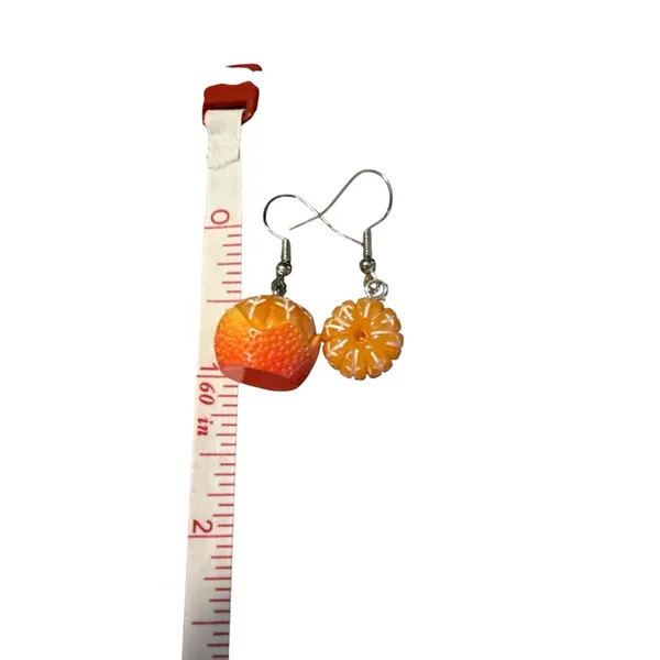 Orange‎ Fruit Slice Earrings - Image 2