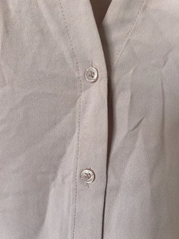 H&M Button Down V-Neck Pale Pink ("Dusty Rose") Long Sleeve Shirt - Image 5
