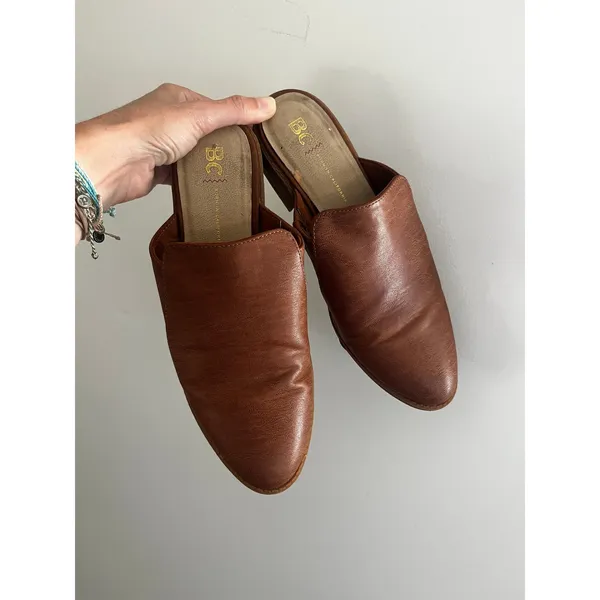BP Leather Mules 6.5 Cognac Brown Maya Bootie Boho Chic Office Neutral Everyday - Image 5