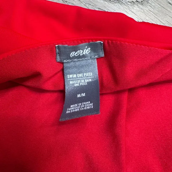 Aerie Womens Red Lace Up‎ Plunging Halter One Piece Swimsuit Size Medium M - Image 7