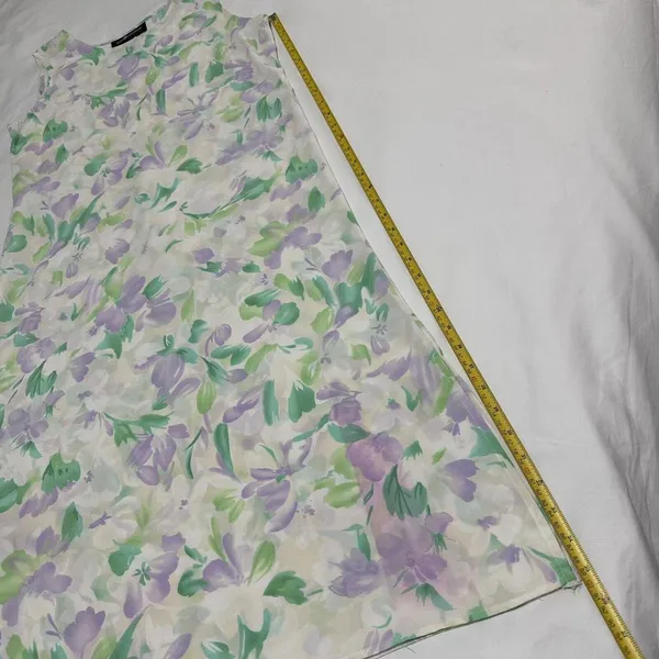 Sag Harbor Midi Dress Sz 6P 6 Petite Pastel Floral Sleeveless Tie Back - Image 7