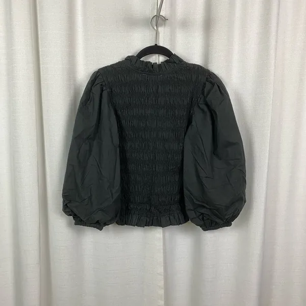 Love The Label Anthropologie Black Smocked Puff Sleeve Blouse Sz.S NWT - Image 12
