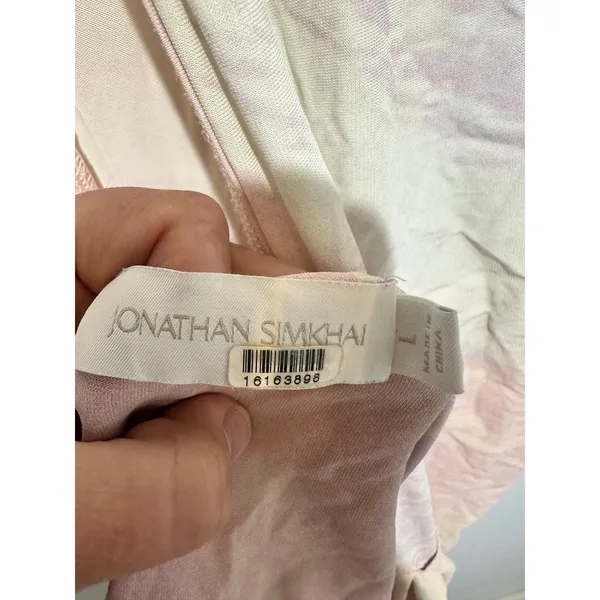 JONATHAN SIMKHAI Pink White Marble Draped Asymmetrical Top size Large - Image 7