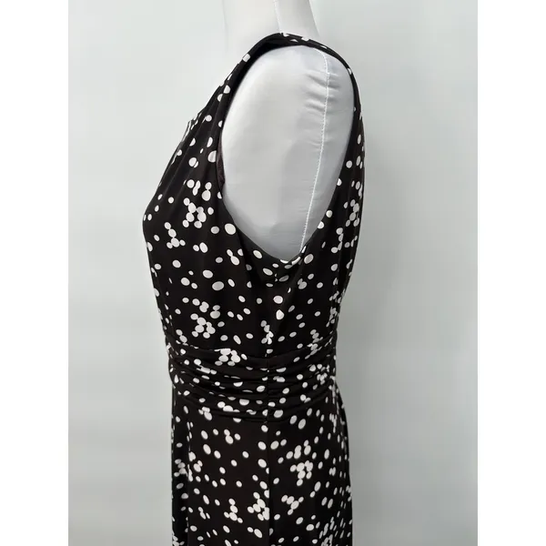 Jessica Howard Dress Womens 8‎ Brown Polka Dot Rockabilly Ruched Midi Retro - Image 4