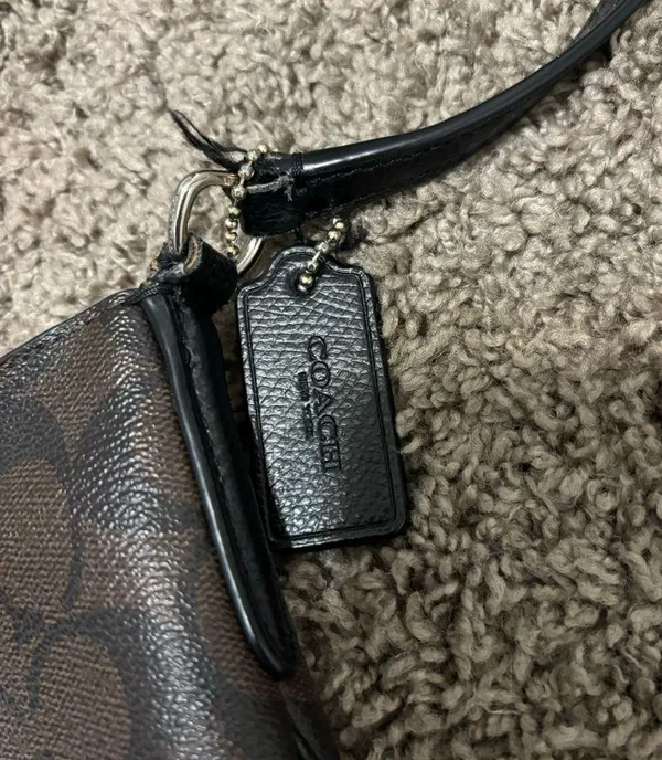 Coach Signature North/South Crossbody Signature Coated Canvas Purse - Image 10