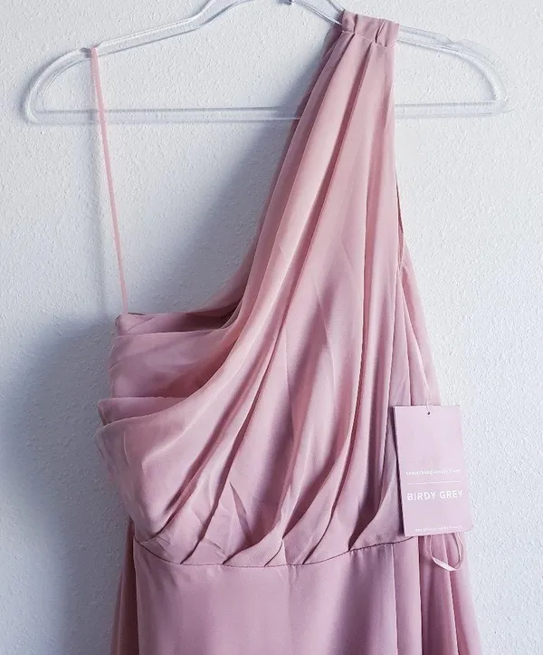 Birdy Grey Mauve Pink Chiffon Bridesmaid One Shoulder Dress New With Tags - Image 3