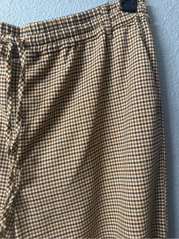 Anthropologie Maeve Classic Women's Houndstooth Wide-Leg Pants in Tan NWOT - Image 4