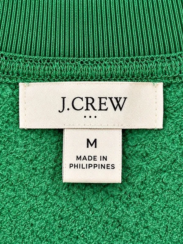 J.Crew Green Funnel Neck Button Pullover Sweatshirt Medium Cotton Blend - Image 4