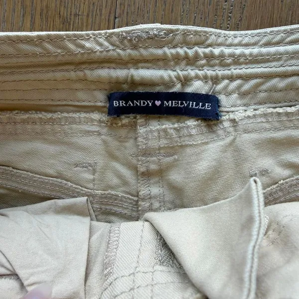 Brandy Melville Women's Cream and Tan Trousers - Image 6