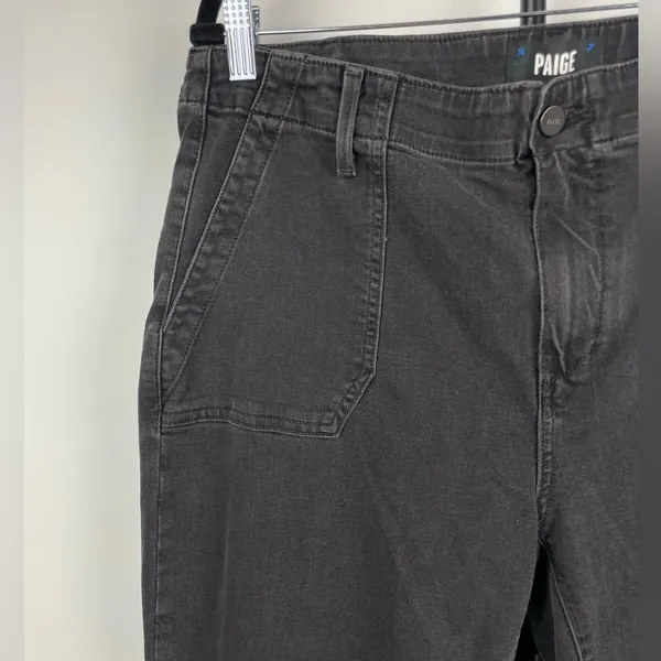 Paige Faded Mist Black Mayslie Relaxed Cropped Jogger Jean Pants Size 32‎ - Image 2