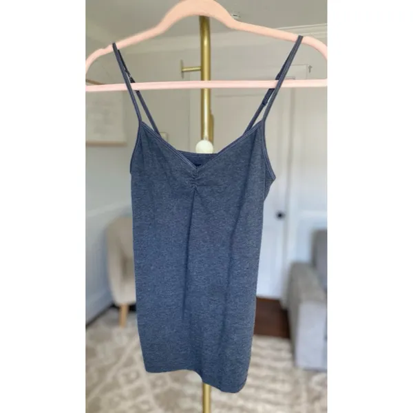 American Eagle Outfitters Camisole Charcoal Gray Spaghetti Strap Cotton Stretchy - Image 2
