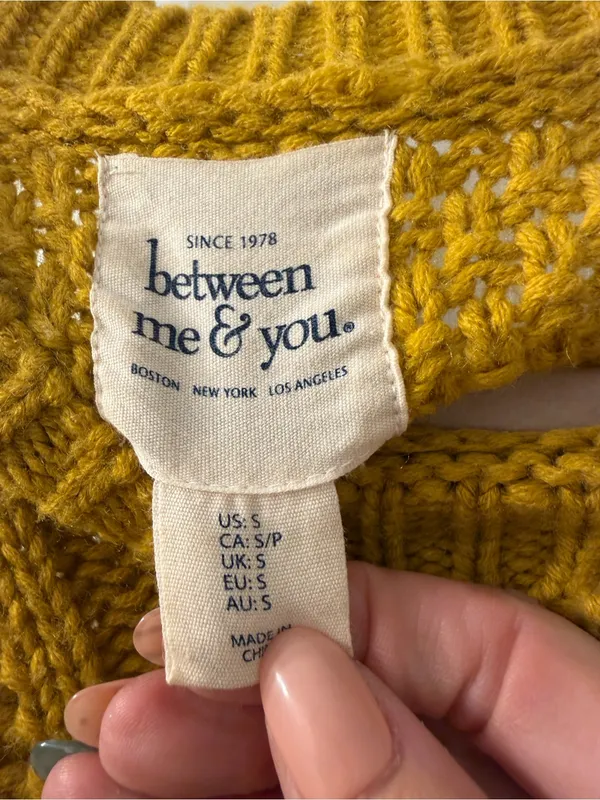 Womens Cable Knit Crewneck Sweater in Mustard - Image 3