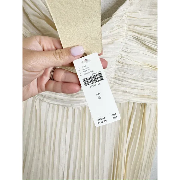 NWT Anthropologie Let Me Be One-Shoulder Pleated Maxi Dress Cream White Medium - Image 7