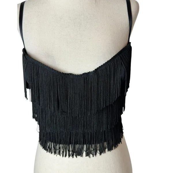 Victoria's Secret Sexy Little Things Fringe Corset Bustier Bra 34C Black Y2K - Image 4