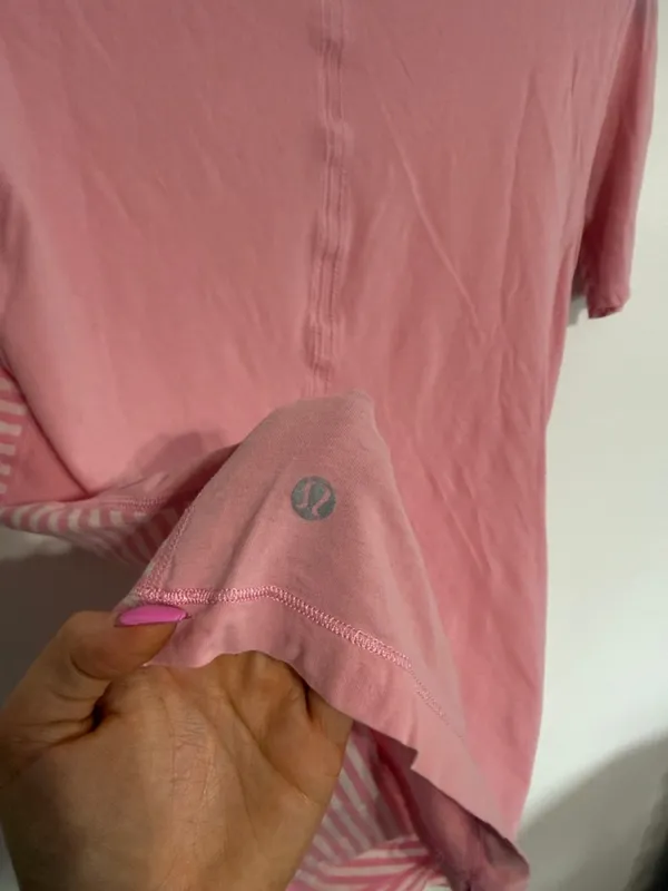 Lululemon Devotion Short Sleeve Tee
Classic Stripe White Pink Shell / Pink Shell - Image 2