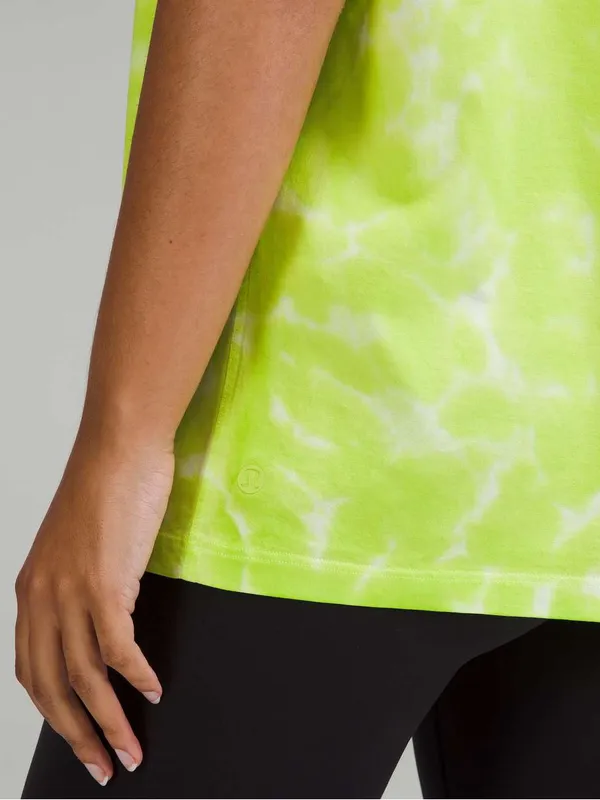 Lululemon All Yours Cotton T-Shirt Size 8/M Marmoleado Tie Dye Eccentric Lime - Image 3