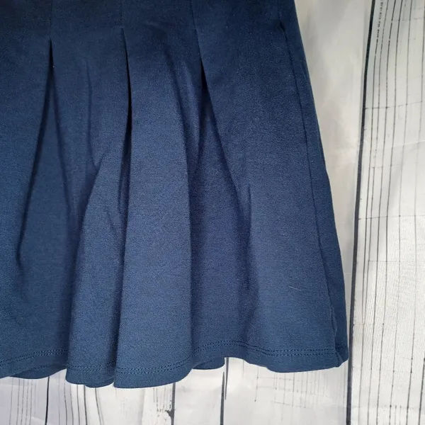 SO Navy Blue Pleated Mini Skater School Girl Skirt - Image 2