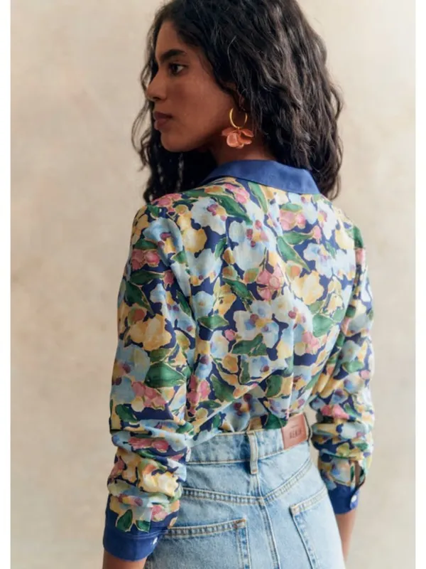 Sézane x Aimie Pierro NWT Shirt in Poetry Blue Floral Button Down Shirt 40 / 8 - Image 5