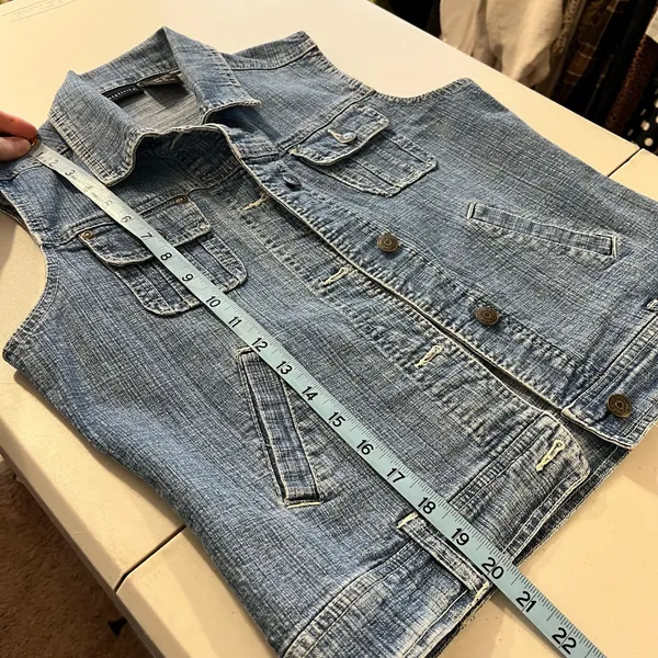 Vintage 90s Relativity Cotton Denim Utility Cargo Vest Size Medium - Image 9