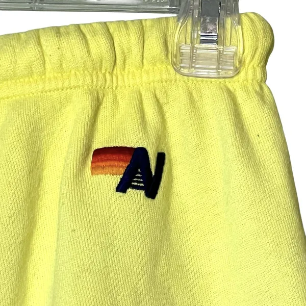 Aviator Nation Sweatpants Womens Small Yellow Rainbow Logo Fleece Jogger USA - Image 10