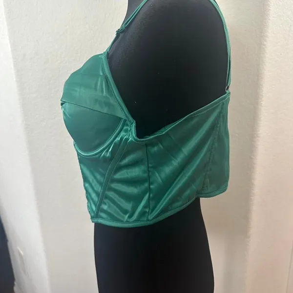 Satin Spaghetti Strap Party Crop Top Rave‎ Cute Zip Back Outfits Corset - Image 3