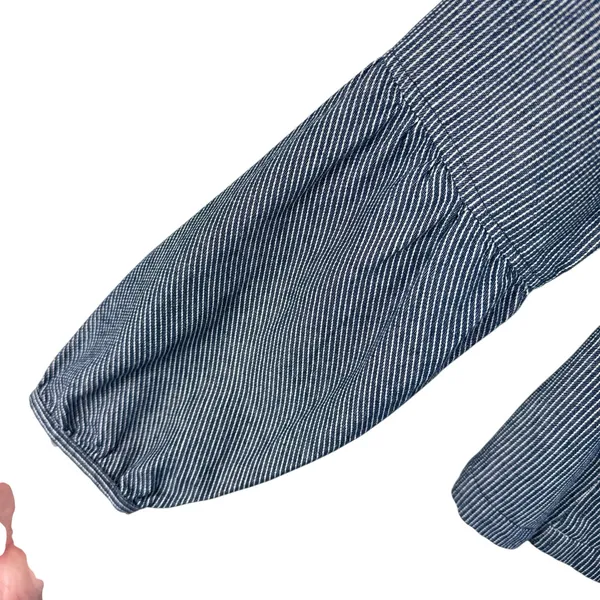 Live A Little Blue White Pinstriped Full Zip‎ Collared Jacket Pockets Size S - Image 6