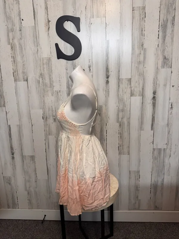 Lulus Crochet Bust Tie Dye Backless Mini Dress Womens Small Peach Ivory Boho - Image 6