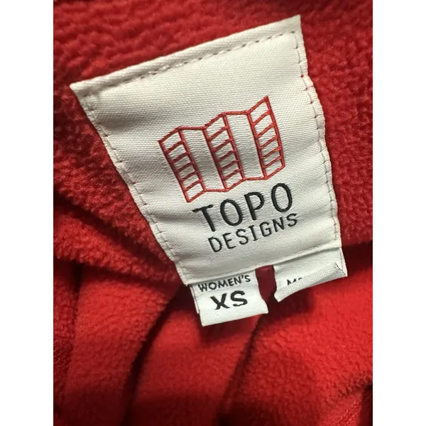 Topo Designs Women's Mountain Fleece Pullover | Red‎ & Black | Polartec | XS - Image 6