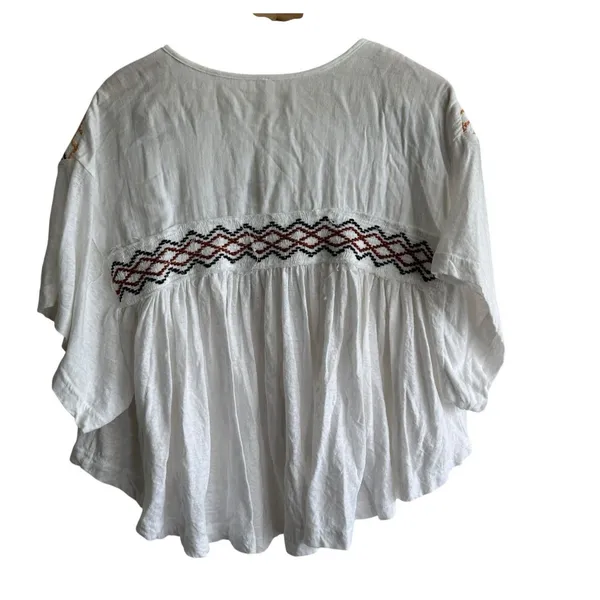 Free People Market Tee M Dolman Embroidered V-Neck Boho Cotton *NWOT* - Image 3
