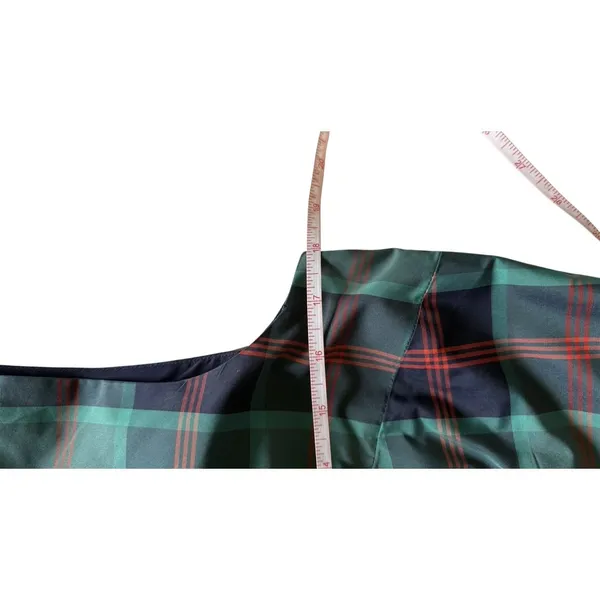 Women's Plaid Midi Dress Green Blue Size M Sleeveless Fit & Flare Tartan Preppy - Image 5