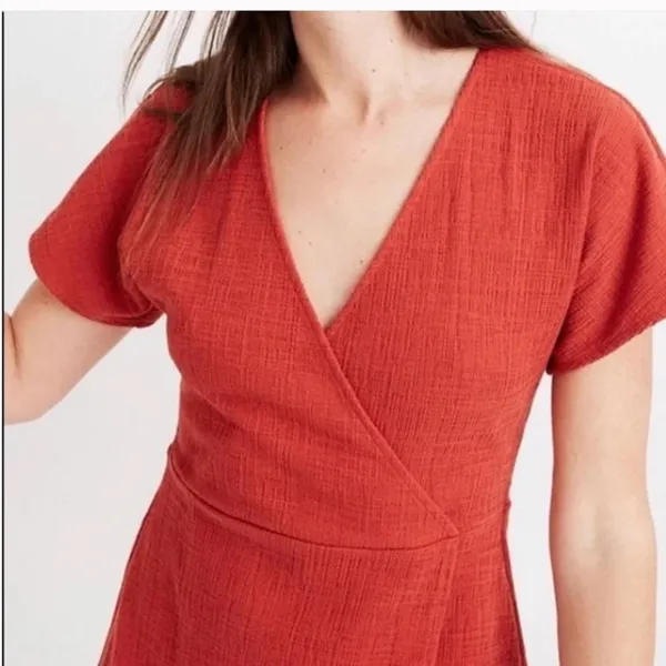 Madewell Burnt Orange Faux Wrap Dress - Image 2
