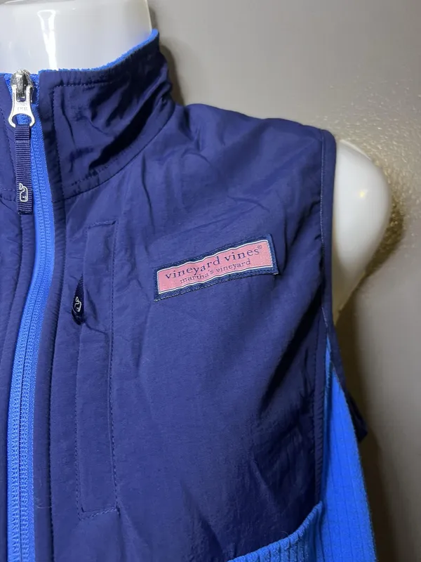 Vineyard Vines Vest Womens Large Blue Fleece Full Zip Windbreaker 300042 - Image 4