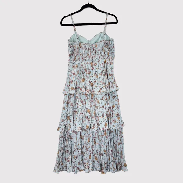 NWT Lulus Dress Blue Midi Floral Bustier Layered Underwired Slip Boho Medium - Image 3