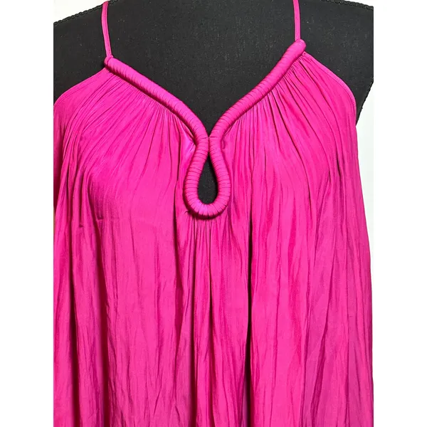 Ramy Brook Magenta Pink Keyhole Tank Sleeveless Pleated Flowy Top Resort Preppy - Image 2