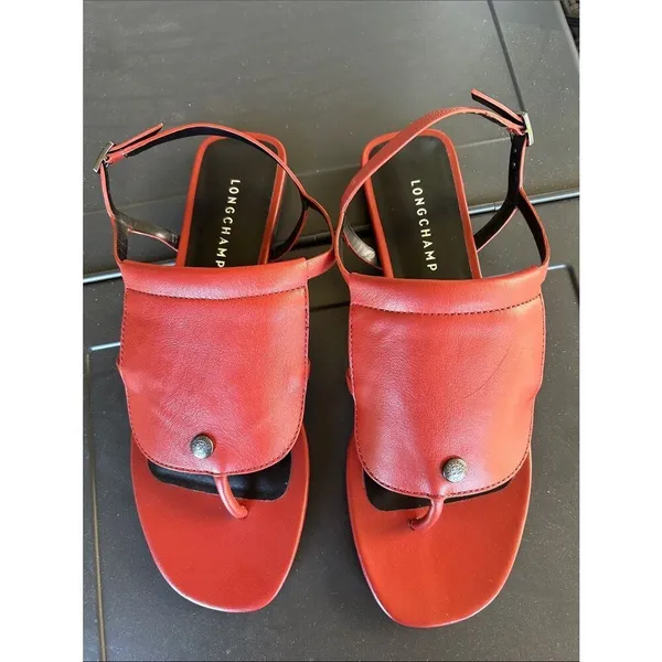 Longchamp’s New Collection of Flat Sandals, Burgundy, Size EU41/US10, NWOT - Image 3