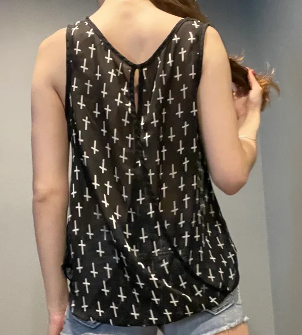 sheer cross print tank Black Size M - Image 4