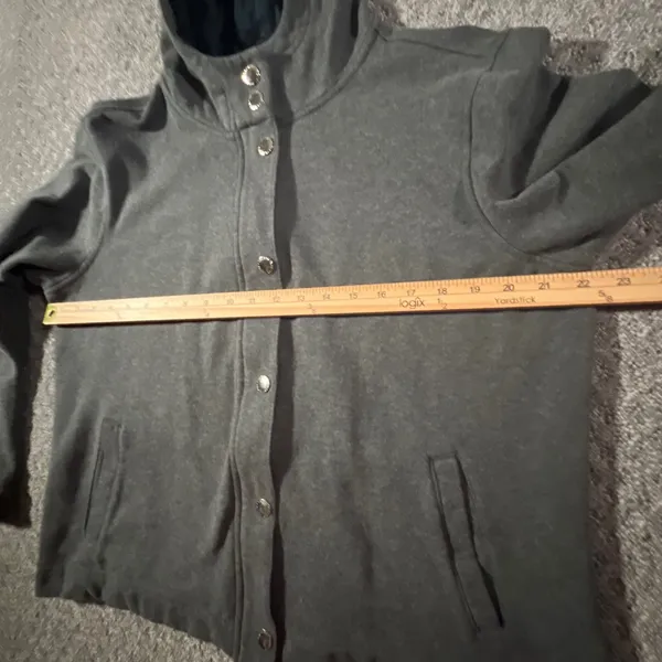 Lauren Ralph Lauren Hoodie Womens XL Gray Full Zip Snap‎ Front Jacket - Image 7