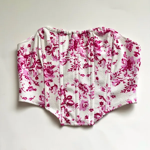 Shein Pink and White Floral Corset Top - Image 2