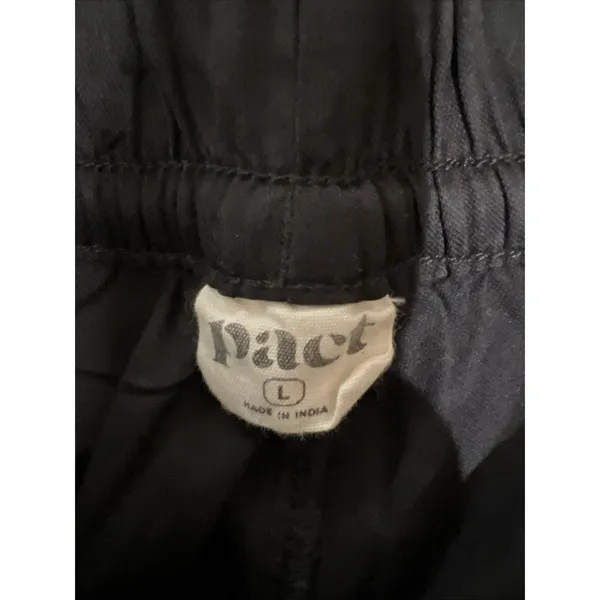 Pact Black Organic Cotton Pull On Drawstring Pants Size Large Granola Minimalist - Image 3