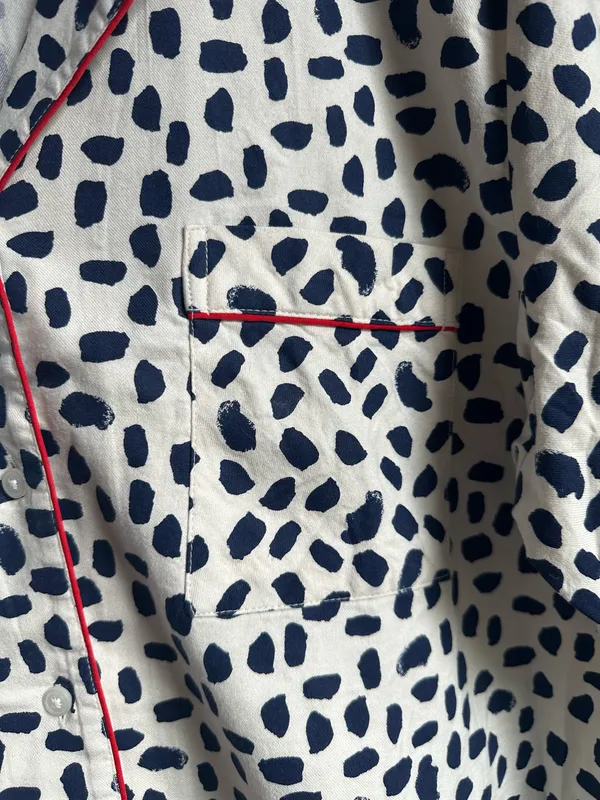 Aerie Navy and White Print Button Up Pajama Top - Image 7