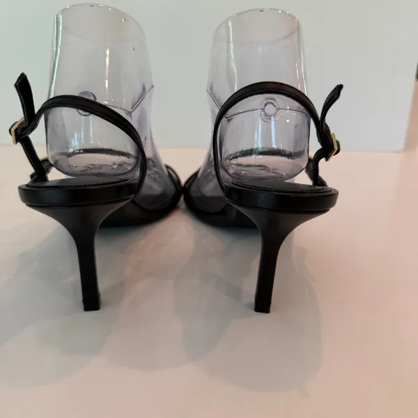 Zara Slingback Strappy Heels Sz 40 / 9 Black Shoes Stilettos - Image 4