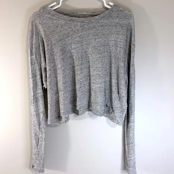 Pink Victoria's Secret Grey Space Dye Preppy ‎ Comfy Crop Top Womens Large Retro - Image 2
