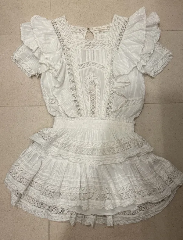 Love Shack Fancy Mini Dress Ruffle White - Image 2