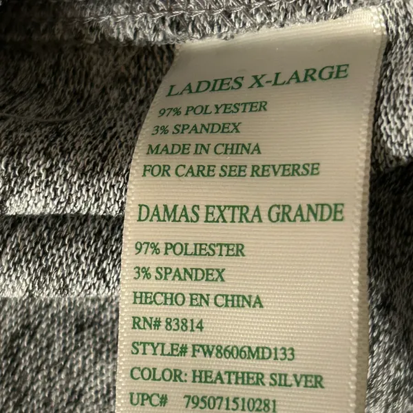 GreenTea Soft Gray Pyjamas PJ Warm Lesiure Set Top and pants Sz XL - Image 5