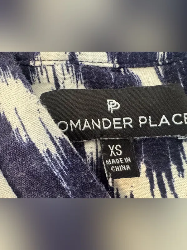 Tuckernuck Pomander Place Navy Ikat Kenzo Dress Empire Waist Swing Tiered XS - Image 10