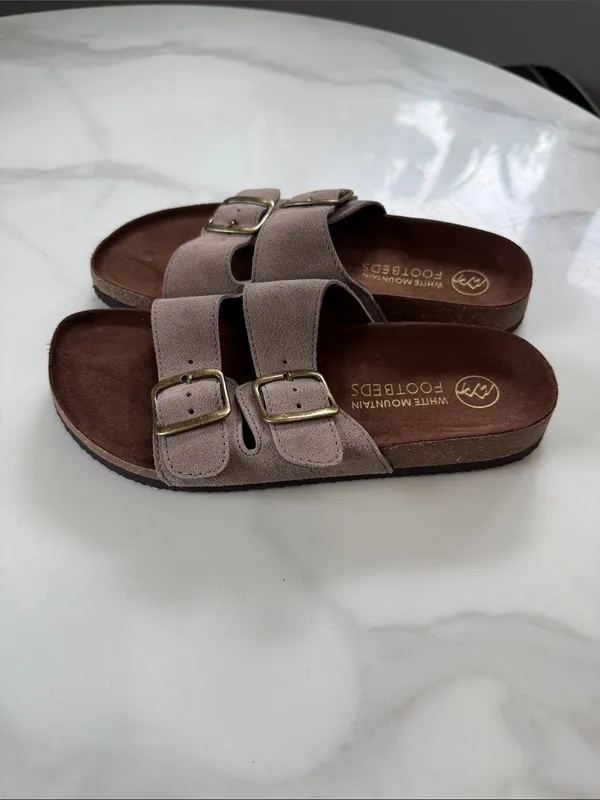White Mountain Women's Light Taupe Double-Buckle Slide Sandals - Image 3